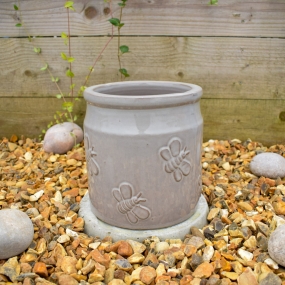 Taupe Bumblebee Glazed Planter - Small 19cm