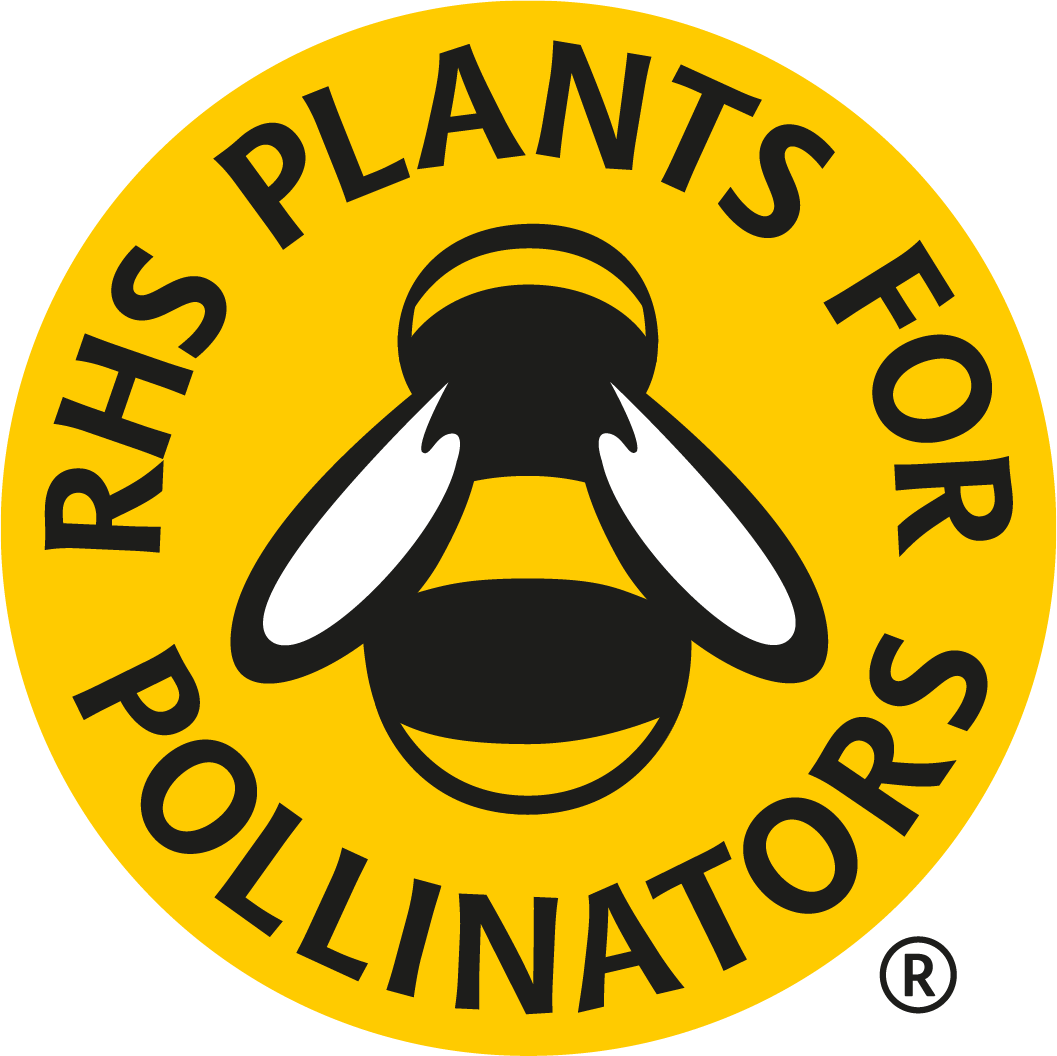Image of Yellow RHS Plants for Pollinators logo. These plants attract pollinators to your garden