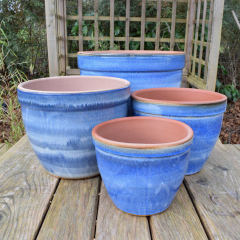 Ari Glazed Planters - Blue (4 Sizes)