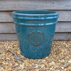 Blossom Orchard Teal Glazed Planter. 41cm