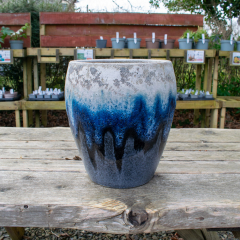 Sienna Jar Light Blue/Grey Medium Glazed Planter