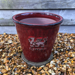 'Cymru' Red Glazed Planter - Medium 27cm
