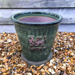 'Cymru' Green Glazed Planter - Medium 27cm