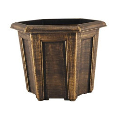 Naples Black & Gold Hexagonal 13L Plastic Planter