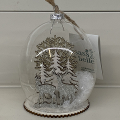 Reindeer Snowscape XL Dome Glass Bauble