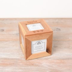 Welsh 'teulu' Family Oak Photo Cube. 