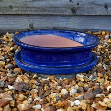 Bonsai pot and Saucer - Blue 26cm