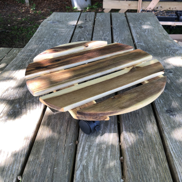 Garden Pot Caddy Natural Wood 40cm 