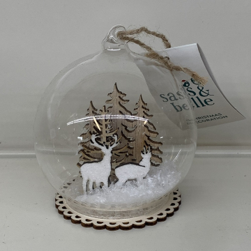 Reindeer Snowscape Round Glass Bauble Reindeer Snowscape Round Glass Bauble