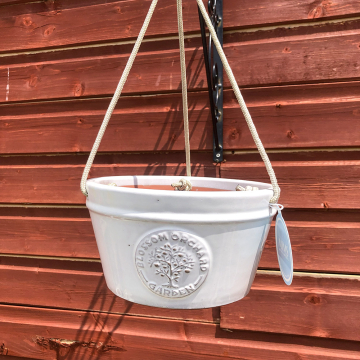 Garden Planter 'Blossom Hanging Pot' - Cream 19cm
