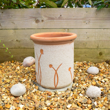 Prairie Cylinder White Large Glazed Planter