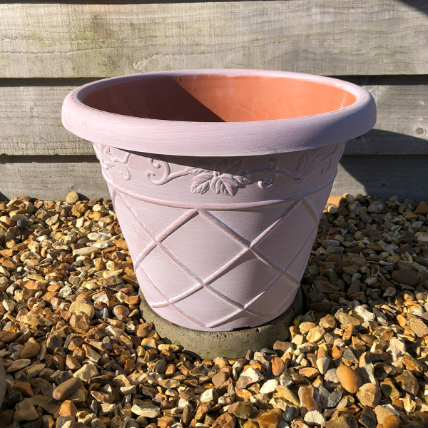 Antiqua Planter 'Terracotta and White' 25cm