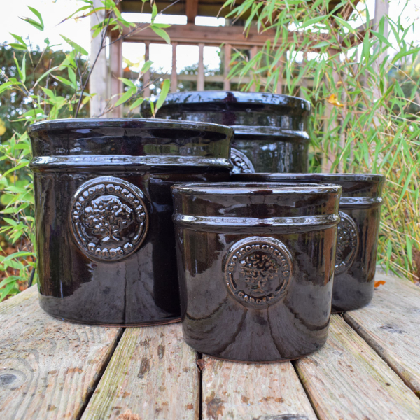 Blossom Orchard Black Cylinder Planters - 4 Sizes