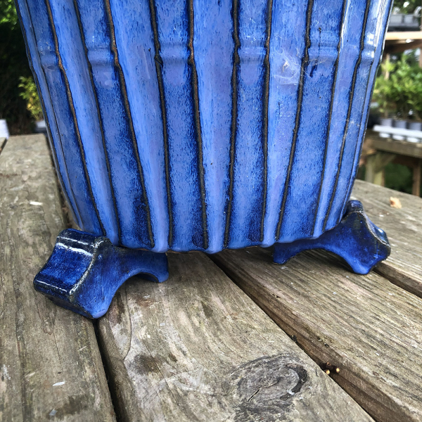 Glazed Garden Planter Feet, Blue