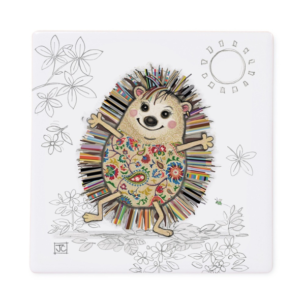 Hedgehog Bug Art Ceramic Coaster