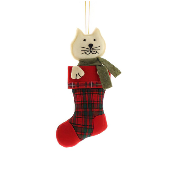 Cat in Stocking Christmas Tree Decoration
