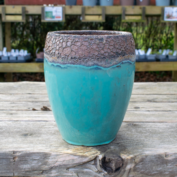 Sienna Jar Turquoise Blue Small Glazed Planter