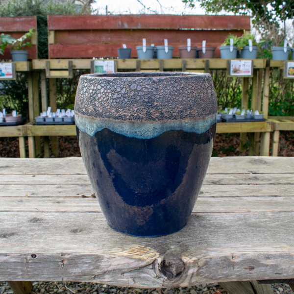 Sienna Jar Dark Blue Medium Glazed Planter