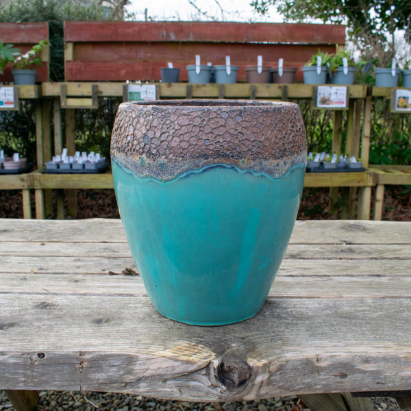Sienna Jar Teal Blue Medium Glazed Planter