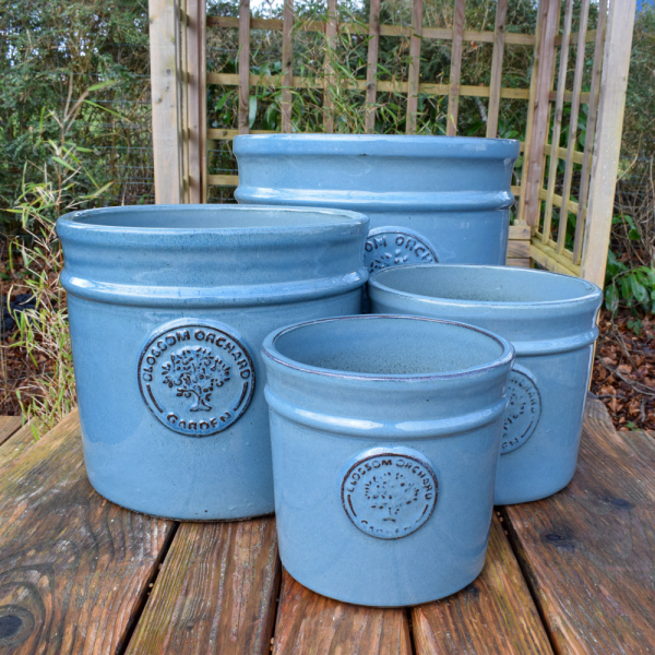 Blossom Orchard Glazed Cylinders - Denim. 4 Sizes