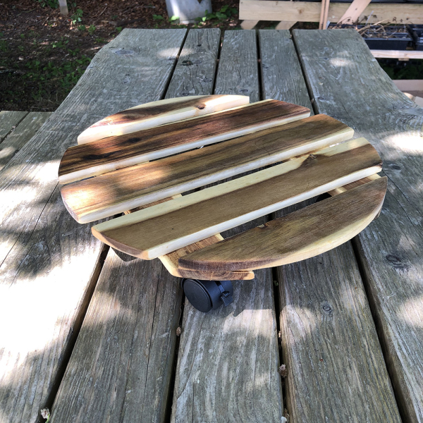 Natural Wood Garden Pot Caddy 40cm