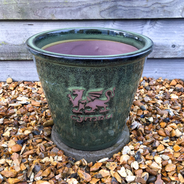 'Cymru' Green Glazed Planter - Medium 27cm 'Cymru' Green Glazed Planter - Medium 27cm