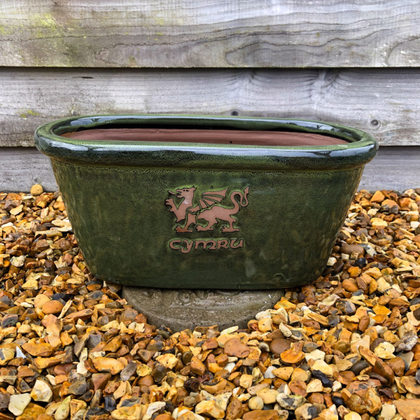 'Cymru' Green Glazed Trough - Medium 43cm