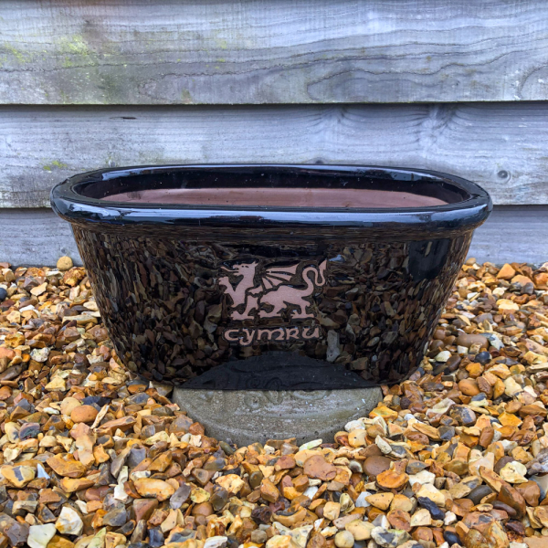 'Cymru' Black Glazed Trough - Medium 43cm