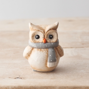 Grey Dotty Owl Ornament, 9.5cm