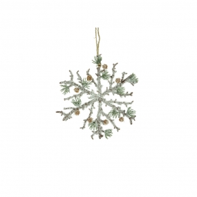 Iced Pine/Twig Snowflake Christmas Decoration