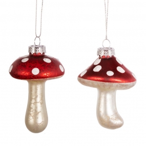 Glass Mushroom Bauble Set