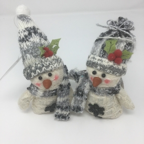 Grey Snowman Decoration x 2