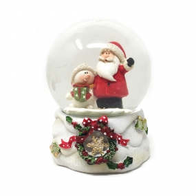 Waving Santa & Snowman Snow Globe