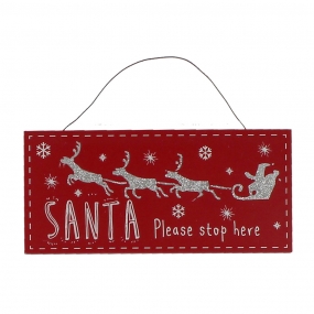 'Santa Please Stop Here' Hanging Sign